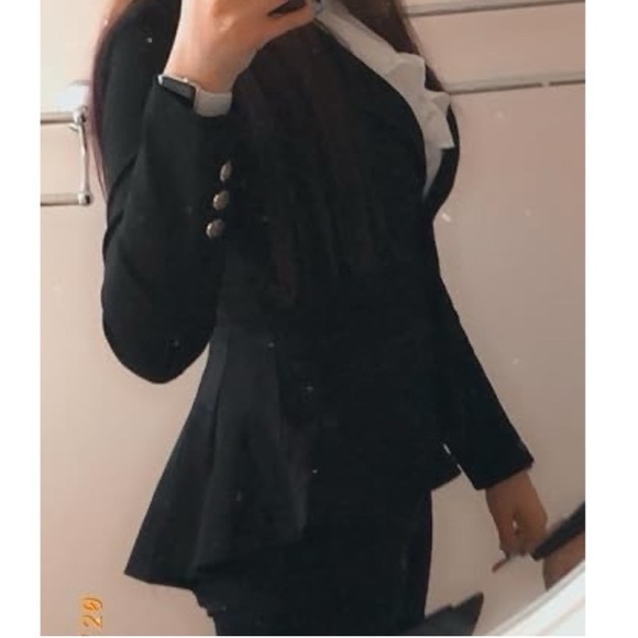 HYBRID & COMPANY • Casual Work Office Dressy Lapel Peplum Blazer Coat - Picture 2 of 6